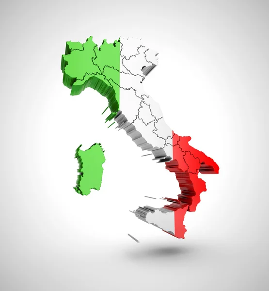 Mapa Itálie na šedém pozadí — Stock fotografie