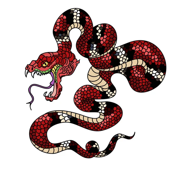 Vecteur Serpent Rouge Lampropeltis Triangulum Vector Sticker Serpent Dessiné Main — Image vectorielle