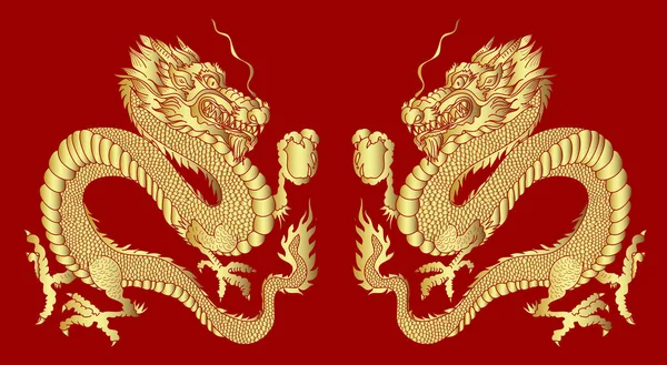 Dragón Rojo Japonés Tattoo Dragon Sobre Fondo Rojo Para Vector — Vector de stock