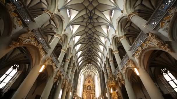 Binnenaanzicht van mooie binnen kerk — Stockvideo