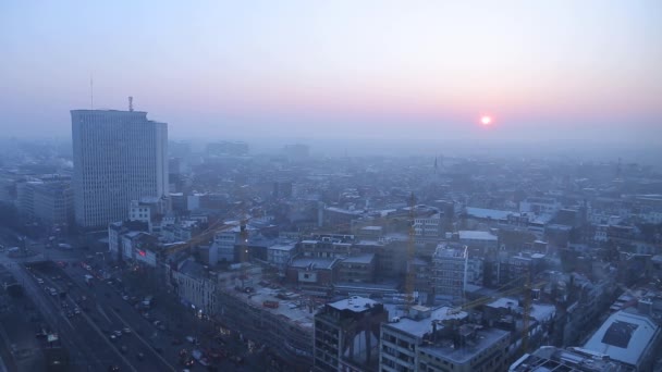 Bruxelas Cidade ao nascer ou ao pôr-do-sol — Vídeo de Stock