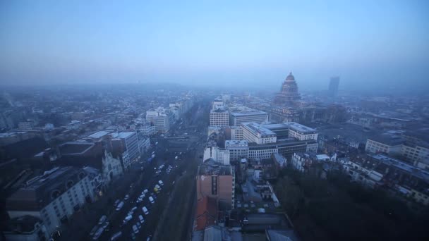 Brussels City na wschód lub zachód słońca — Wideo stockowe