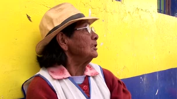 Saleswoman on the market in Cusco — Stock Video