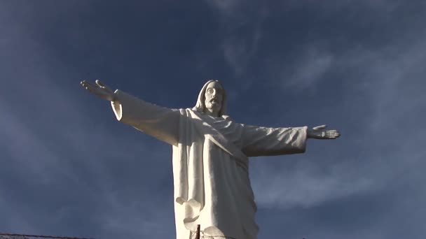 Standbeeld van Jezus Christus in peru — Stockvideo