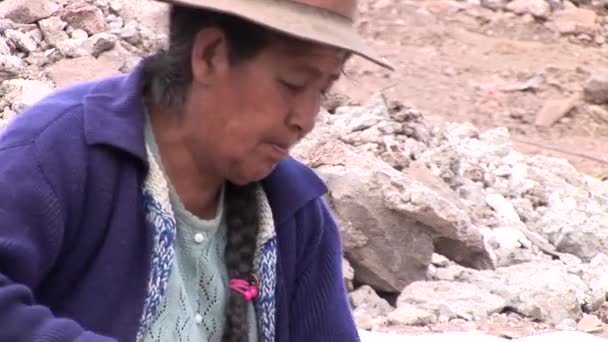 Människor som arbetar på soptipp i Cusco — Stockvideo