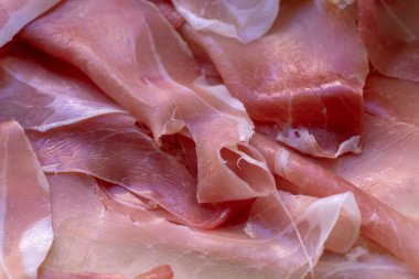 İnce jamon dilimleri yemek arkaplanını kapat