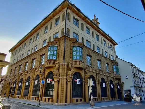 Ceske Budejovice Tschechische Republik Juli 2021 Altes Historisches Bankgebäude Stadtzentrum — Stockfoto