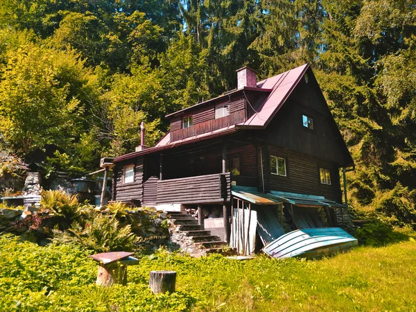 Stechovice Repubblica Ceca Cottage Ricreativo Legno Costruito Accanto Alla Diga — Foto Stock