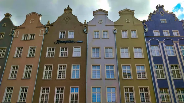 Gdansk Polen Augustus 2021 Prachtig Gereconstrueerde Traditionele Hanzesteden Met Kleurrijke — Stockfoto