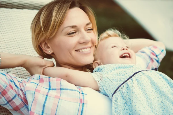 Mother and daughter during a walk outdoors — Stock Photo, Image