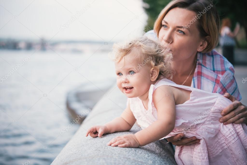 Mother and daughter during a walk outdoors