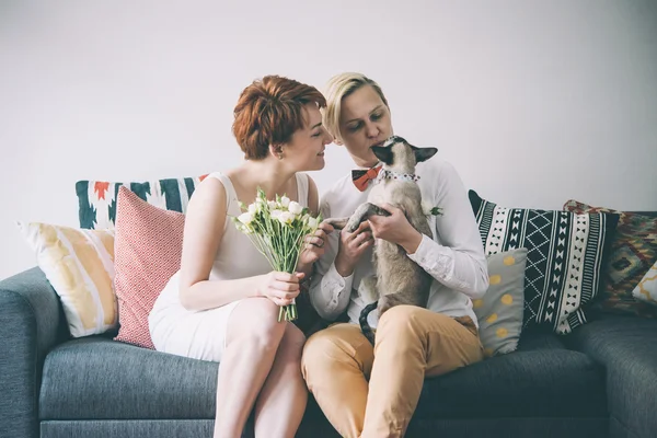 Cute para lesbijek — Zdjęcie stockowe