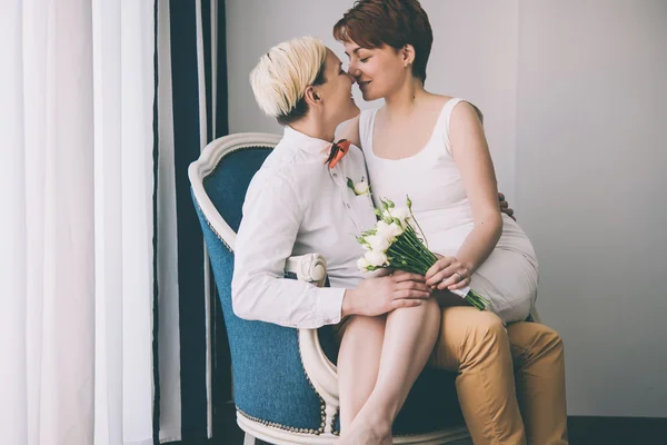 Cute para lesbijek — Zdjęcie stockowe