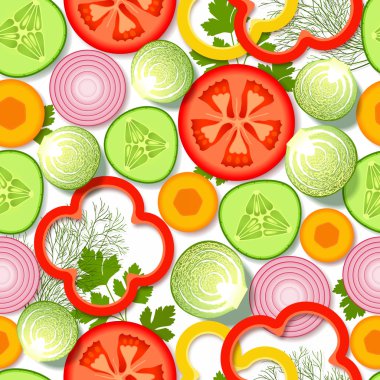 Seamless pattern with vegetables and greens