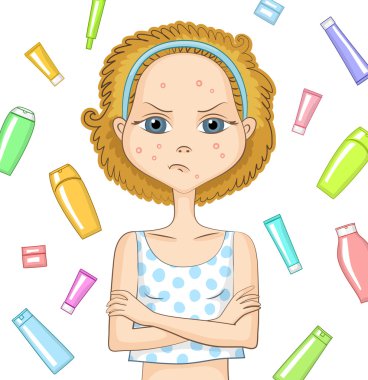Girl with problem skin vector Girl with problem skin vector