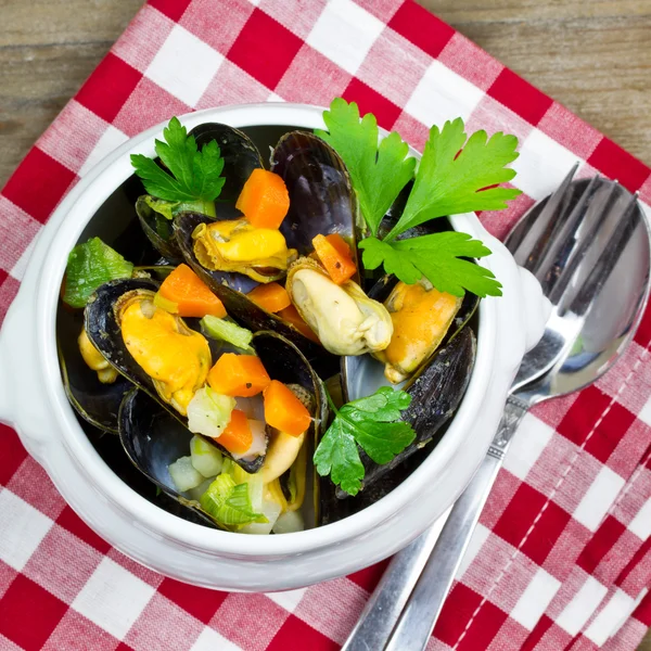 Cozze cotte fresche — Foto Stock