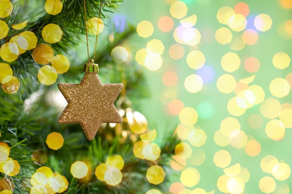 Christmas Decoration Golden Twinkling Star Branch Christmas Tree Christmas Tree Stock Photo