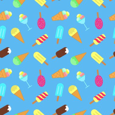 Dondurma izi yok. Dondurma, vazoda bir top dondurma, çikolatalı waffle bardağı, tatlı soğuk tatlı. Kumaş, tekstil baskısı, ambalaj kağıdı için tasarım