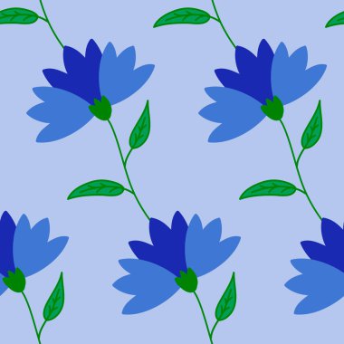 Çiçek mavisi, dikişsiz desen. Kumaş, tekstil, ambalaj kağıdı, duvar kağıdı, arkaplan