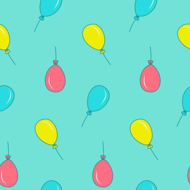 Balon partisinin pürüzsüz deseni, hassas pastel rengi pembe mavi. Kumaş ve ambalaj kağıdı tasarımı için desen
