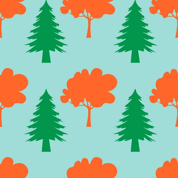 Outono Sem Costura Padrão Árvore Bosque Parque Florestal Ilustração Vetorial — Vetor de Stock