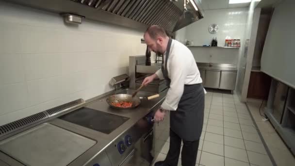 Chef adiciona especiarias para enquanto cozinha legumes — Vídeo de Stock