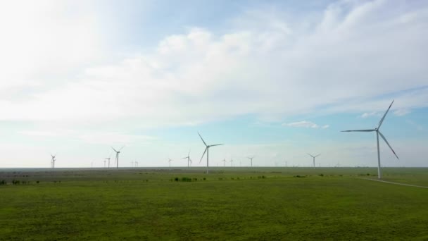 Birds-eye view of windmills for energy production — Wideo stockowe