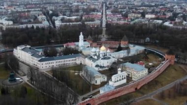 St. Sophia Katedrali manzarası. Veliky Novgorod, Rusya
