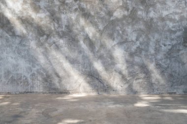 Beton duvar ve stüdyo zemin ve doğal gölge ve ışık üzerine seçici bir odak