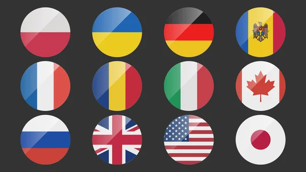 图标设计中不同国家的一组国旗 图库插图