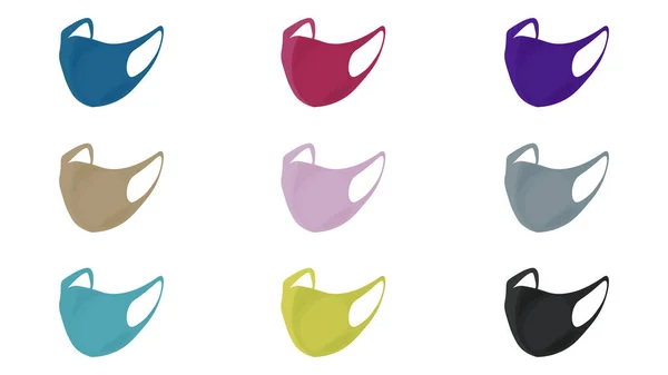 Conjunto Mascarillas Diferentes Colores Diseño Vectorial Máscara Médica Vector — Archivo Imágenes Vectoriales