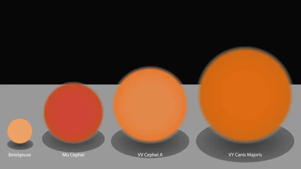 Sterne Größenvergleich Vergleich Der Verschiedenen Sternengrößen Vektordesign Beteigeuze Cephei Cephei — Stockvektor