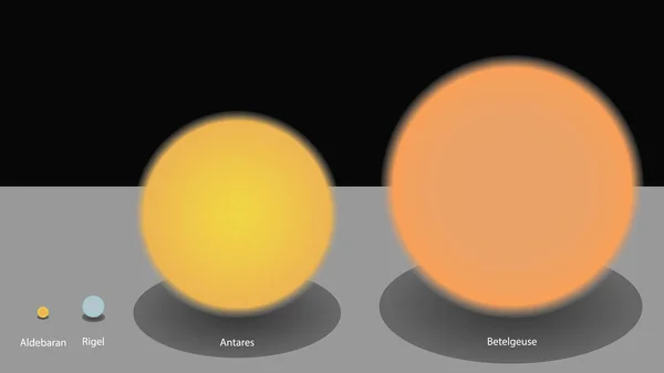 Sterne Größenvergleich Vergleich Der Verschiedenen Sternengrößen Vektordesign Aldebaran Rigel Antares — Stockvektor