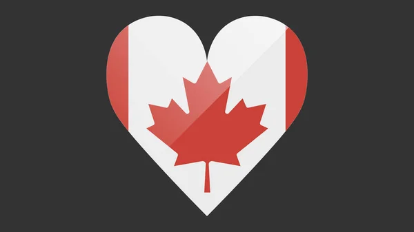 Hartvormige Nationale Vlag Van Canada Icoon Ontwerp Canadese Vlag Hart — Stockvector