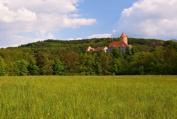 Nádherný Gotický Hrad Veveri Město Brno Brněnské Přehradě Jižní Morava — Stock fotografie