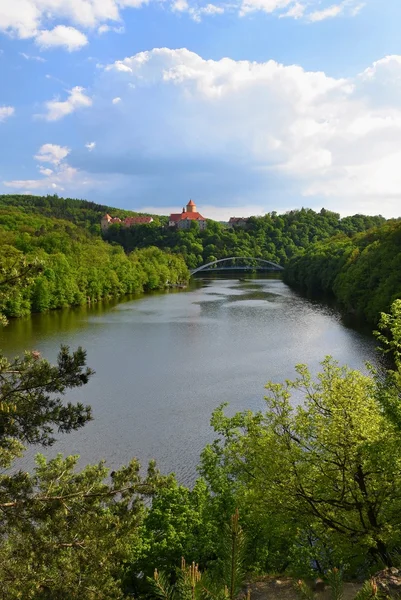 Nádherný Gotický Hrad Veveri Město Brno Brněnské Přehradě Jižní Morava — Stock fotografie