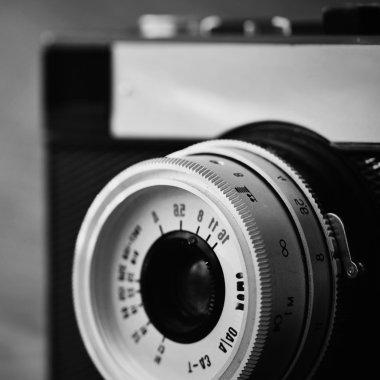 Rus eski analog fotoğraf makinesi. Eski retro fotoğraf. 