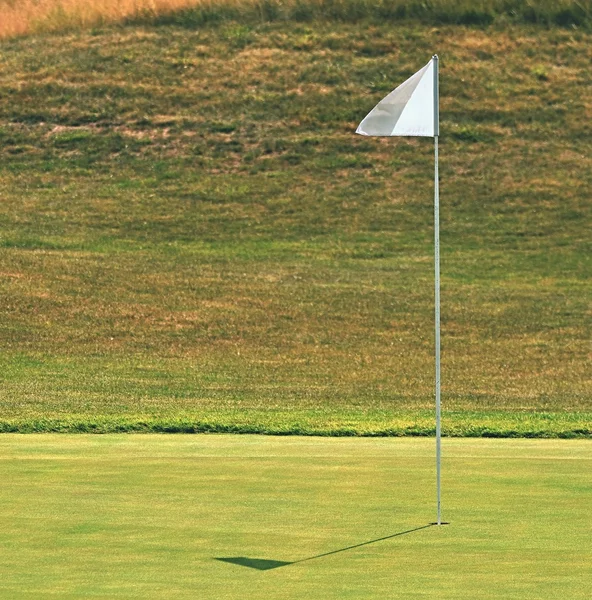 Belo campo de golfe num dia ensolarado de verão. Buraco com uma bandeira. Desporto ao ar livre popular . — Fotografia de Stock