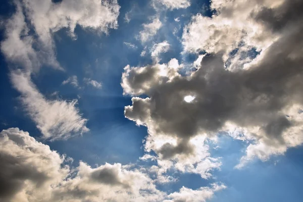 Blue Sky Clouds Sun Beautiful Natural Background — Stock Photo, Image