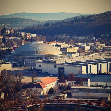 Çek Cumhuriyeti, Brno Sergi Merkezi BVV - (BVV Fuarları) tepeden alınan şehir manzarası. Avrupa. 