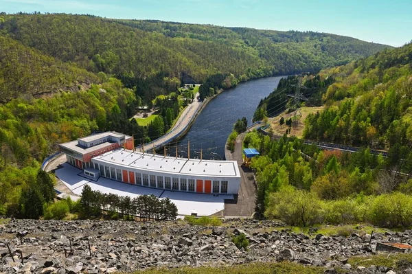 Dalesice Bombeado Central Hidroeléctrica Almacenamiento Río Jihlava Presa Con Paisaje — Foto de Stock