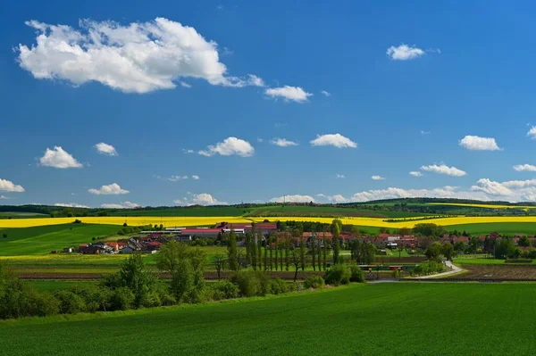 Beautiful Spring Landscape Blue Sky Sun — Stock Photo, Image