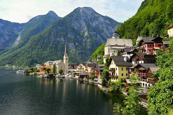 Hallstatü Manzarası Avusturya Alpleri Ndeki Güzel Dağ Köyü Manzara Kartpostal — Stok fotoğraf