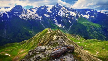 Grossglockner yüksek dağ yolu Avusturya 'da. Dağlar ve yeşil ormanlarla çevrili. Alplerdeki doğa manzarası. Spor, dinlenme ve açık hava aktiviteleri için harika bir yer. Groglockner Avusturya 'nın en yüksek dağıdır.
