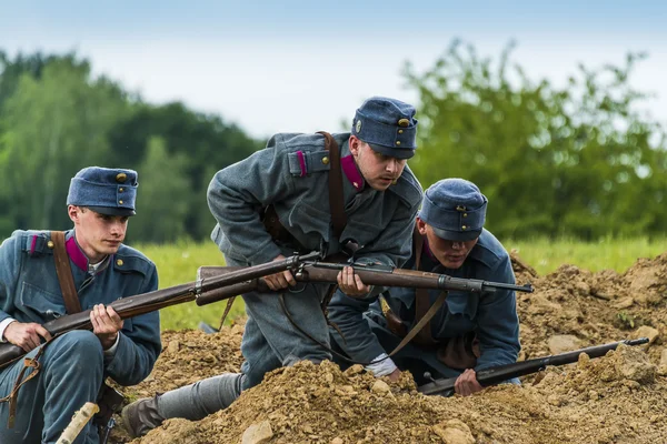 Militair historische reconstructie veldslagen van de eerste Wereldoorlog — Stockfoto