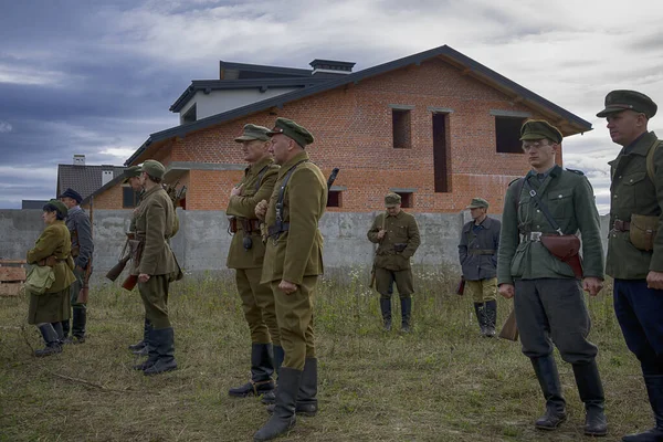 Lviv Oekraïne Oktober 2020 Militaire Historische Wederopbouw Gewijd Aan Verjaardag — Stockfoto