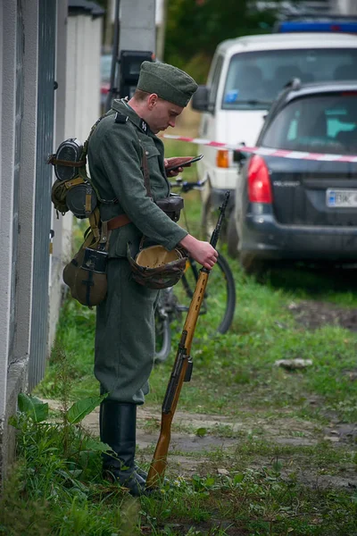 Lwów Ukraina Październik 2020 Historyczna Odbudowa Wojskowa Poświęcona Jest Rocznicy — Zdjęcie stockowe