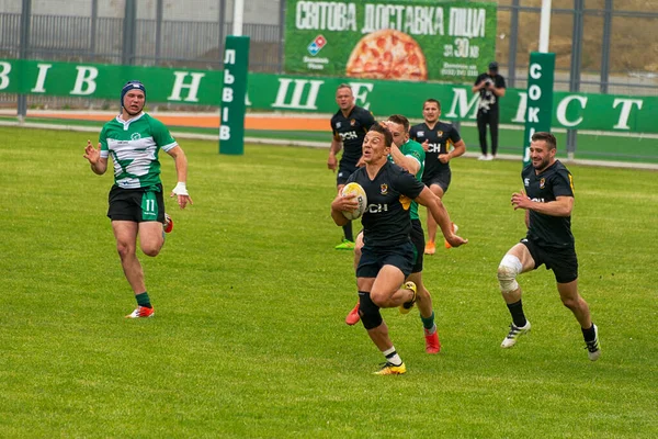 Lviv Ucrania Junio 2021 Jugadores Los Equipos Rugby Amateur Durante — Foto de Stock