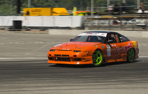 Drift car brand Nissan overcome turn track