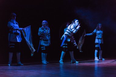 Girls on the stage during the festival cosplay costume